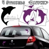 4 Stickers Dauphin 14cm violet - Deco auto voiture
