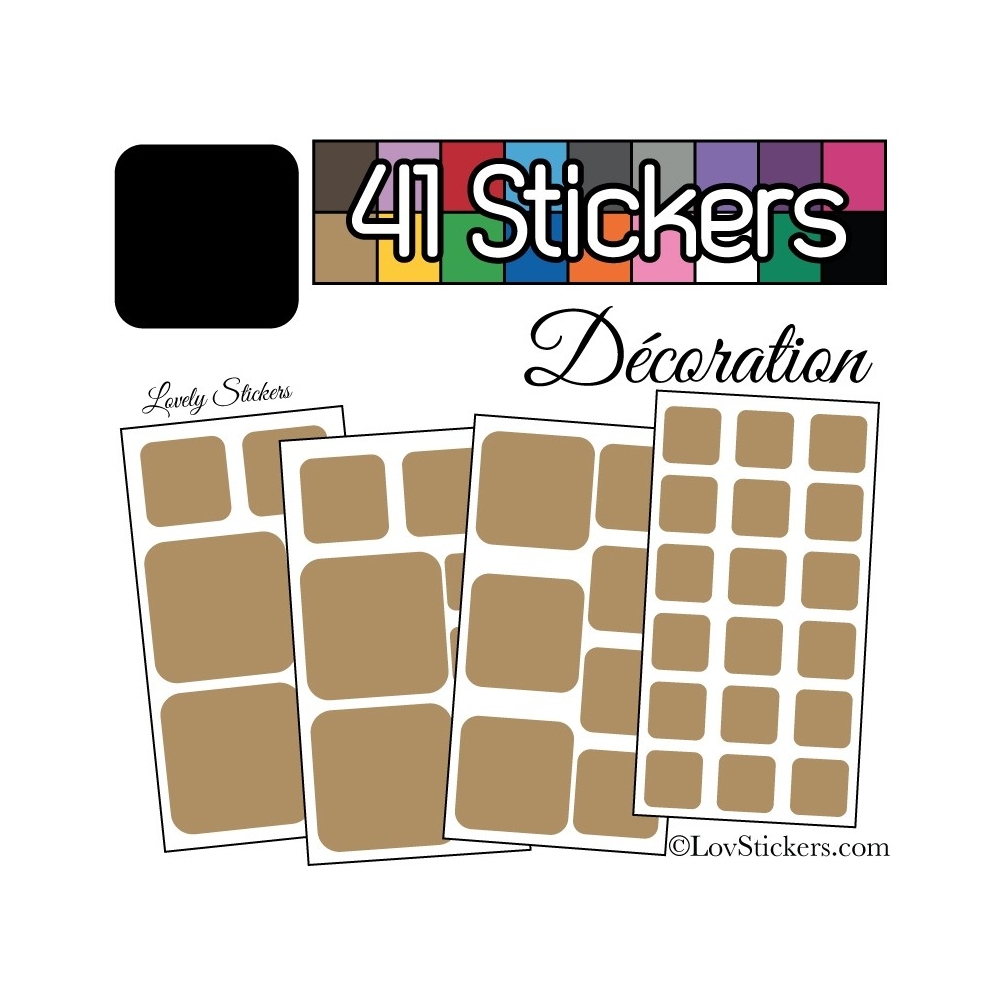 41 Stickers Carrés Mixte - Autocollant Décoration Intérieur