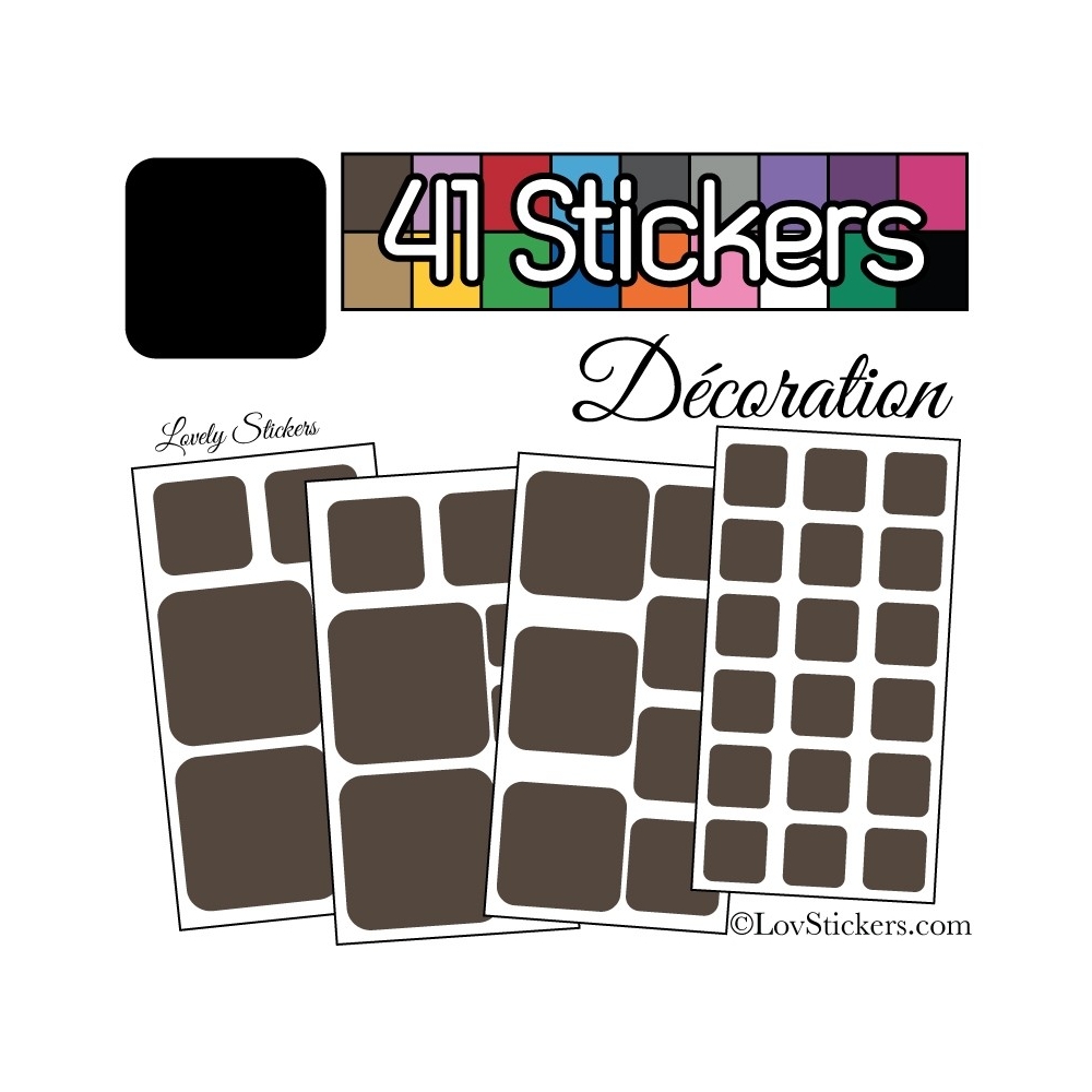 41 Stickers Carrés Mixte - Autocollant Décoration Intérieur