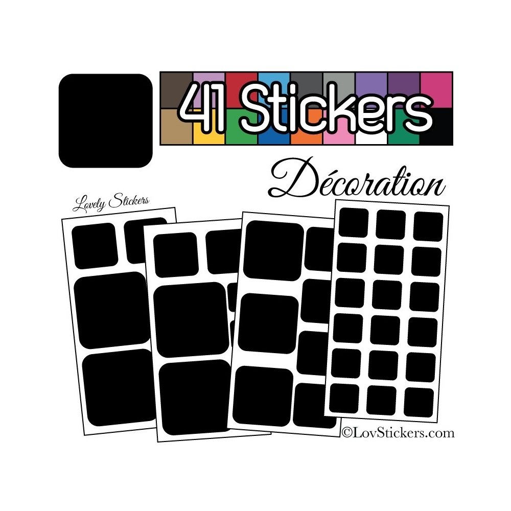 41 Stickers Carrés Mixte - Autocollant Décoration Intérieur