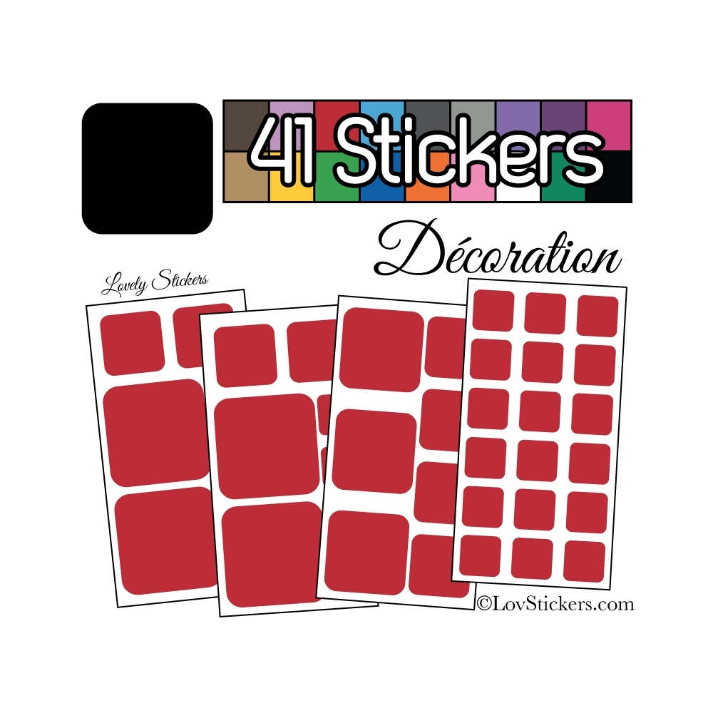 41 Stickers Carrés Mixte - Autocollant Décoration Intérieur