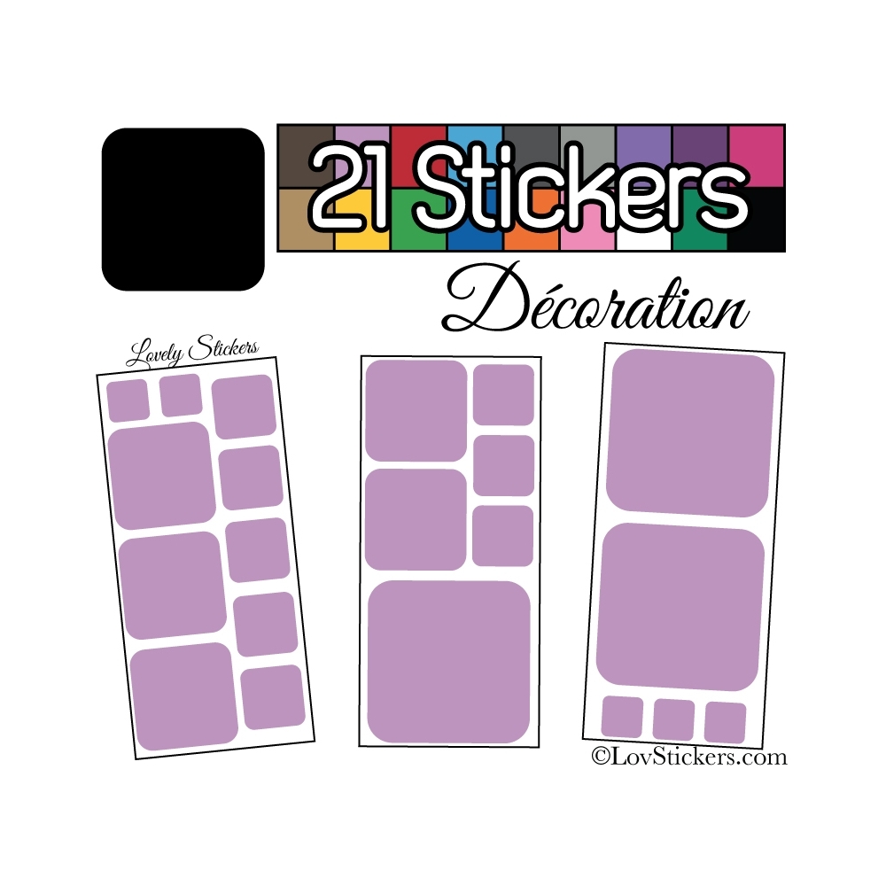 Kit de 21 stickers pour la decoration murs meubles et objets - Repositionnable