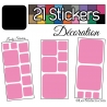 Kit de 21 stickers pour la decoration murs meubles et objets - Repositionnable