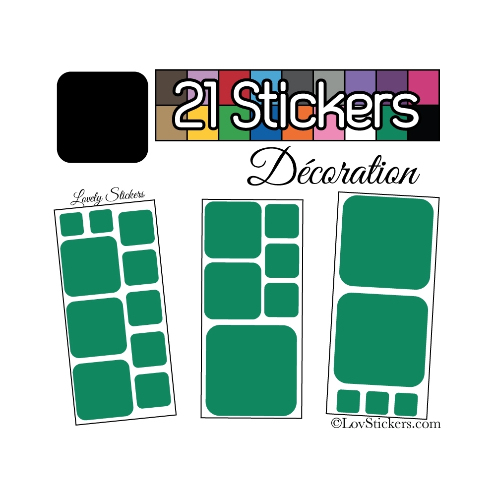 Kit de 21 stickers pour la decoration murs meubles et objets - Repositionnable