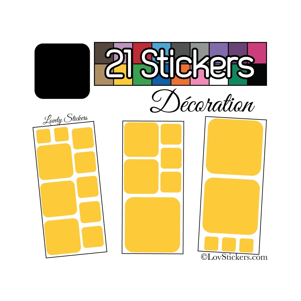 Kit de 21 stickers pour la decoration murs meubles et objets - Repositionnable