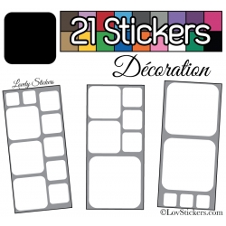 Kit de 21 stickers pour la decoration murs meubles et objets - Repositionnable