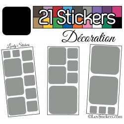 21 Stickers Carrés 8 à 2cm - Autocollant Décoration Intérieur