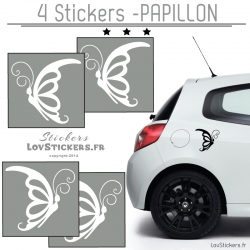 4 Stickers Papillons Mixte - Deco auto voiture papillons