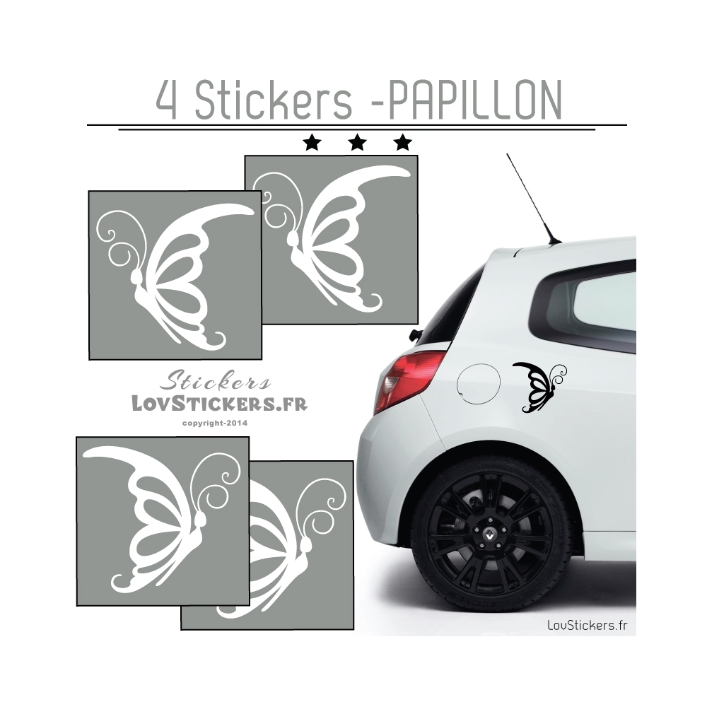 4 Stickers Papillons Mixte - Deco auto voiture papillons