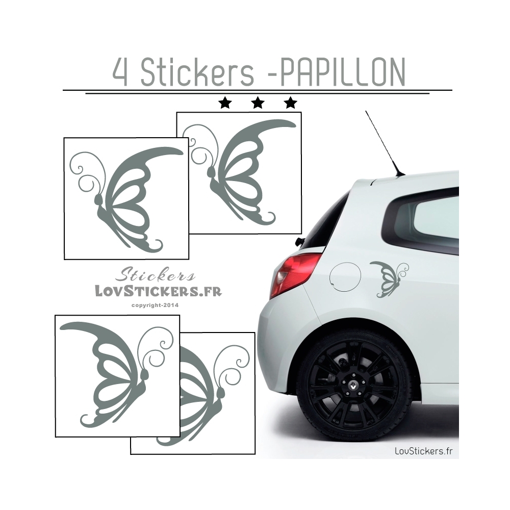 4 Stickers Papillons Mixte - Deco auto voiture papillons