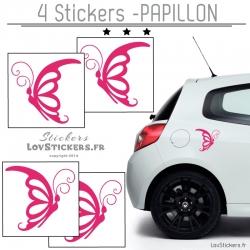 4 Stickers Papillons Mixte - Deco auto voiture papillons