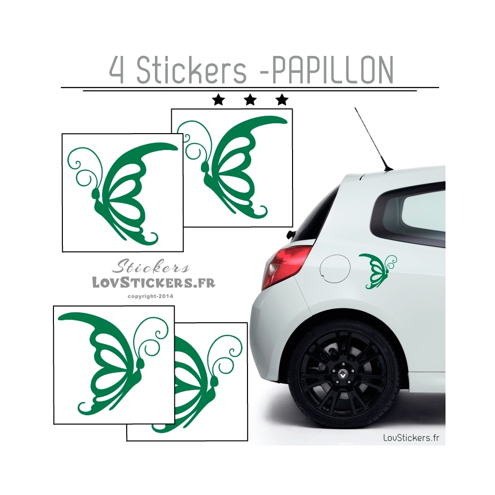 4 Stickers Papillons Mixte - Deco auto voiture papillons