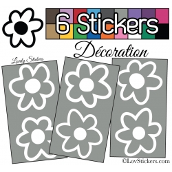 Stickers Muraux en planche kit de 6 fleurs de 9cm