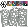 Stickers Muraux en planche kit de 6 fleurs de 9cm