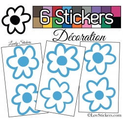 Stickers Muraux en planche kit de 6 fleurs de 9cm