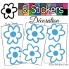 Stickers Muraux en planche kit de 6 fleurs de 9cm