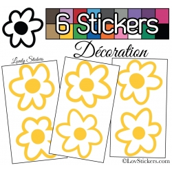 Stickers Muraux en planche kit de 6 fleurs de 9cm