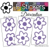 Stickers Muraux en planche kit de 6 fleurs de 9cm