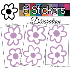 Stickers Muraux en planche kit de 6 fleurs de 9cm