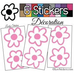 Stickers Muraux en planche kit de 6 fleurs de 9cm