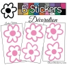 Stickers Muraux en planche kit de 6 fleurs de 9cm