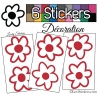 Stickers Muraux en planche kit de 6 fleurs de 9cm