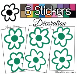 Stickers Muraux en planche kit de 6 fleurs de 9cm