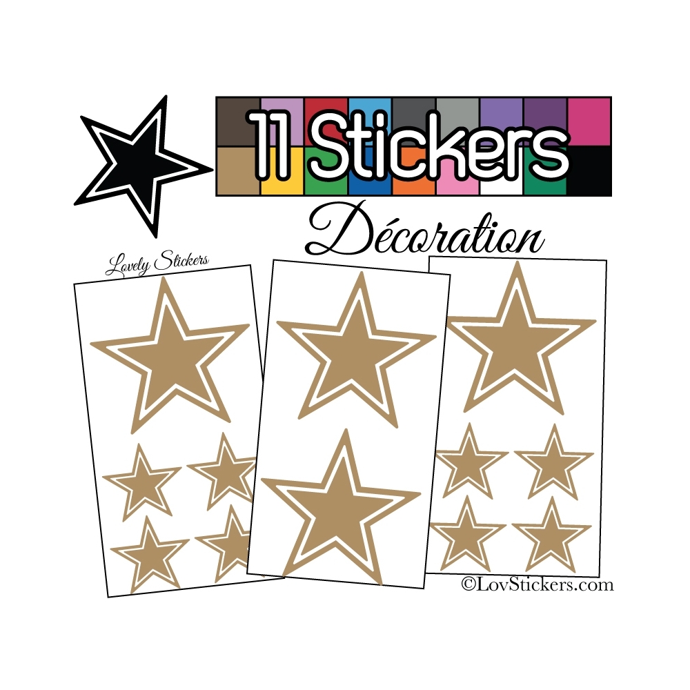 11 Stickers Etoiles Mixte - Autocollant stickers muraux de décoration Intérieur