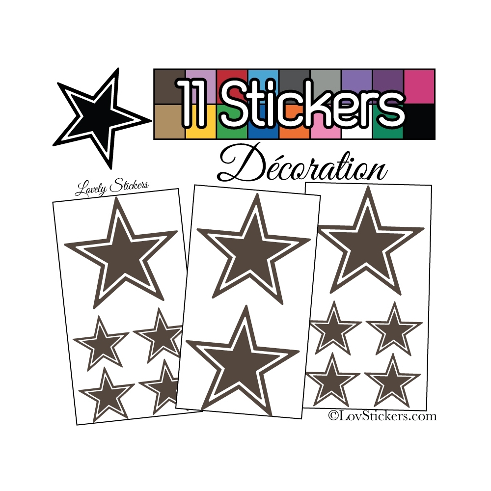 11 Stickers Etoiles Mixte - Autocollant stickers muraux de décoration Intérieur