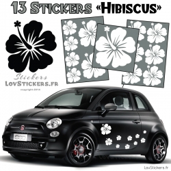 13 Stickers Hibiscus  - Deco auto voiture pas cher autocollant