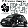 13 Stickers Hibiscus  - Deco auto voiture pas cher autocollant