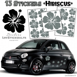 13 Stickers Hibiscus  - Deco auto voiture pas cher autocollant