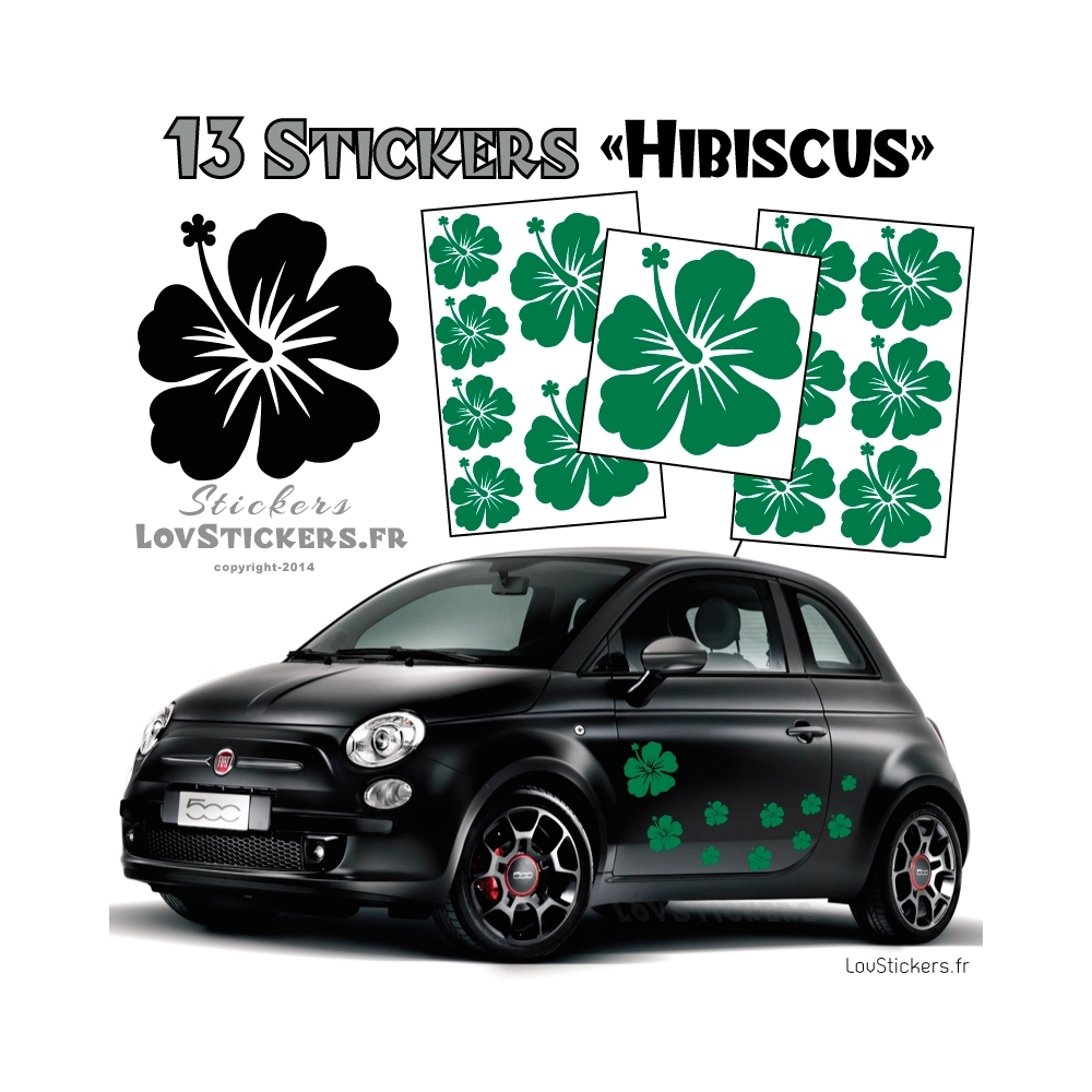 13 Stickers Hibiscus - Deco auto voiture pas cher autocollant 13 Stickers Hibiscus - Deco auto voiture pas cher autocollant