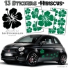 13 Stickers Hibiscus  - Deco auto voiture pas cher autocollant