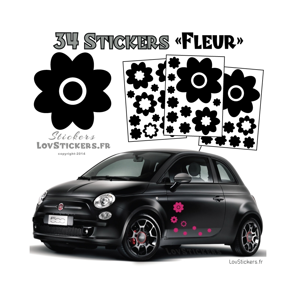 34 Stickers Fleurs - Deco auto voiture 34 Stickers Fleurs - Deco auto voiture