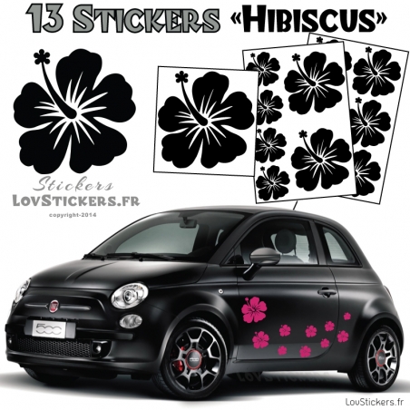 13 Stickers Hibiscus - Deco auto voiture 13 Stickers Hibiscus - Deco auto voiture