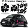 13 Stickers Hibiscus  - Deco auto voiture