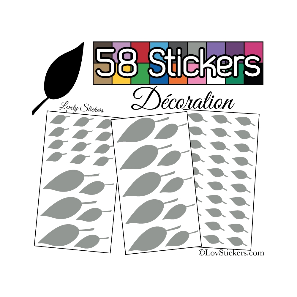 58 Stickers Feuilles arbres pour la decoration