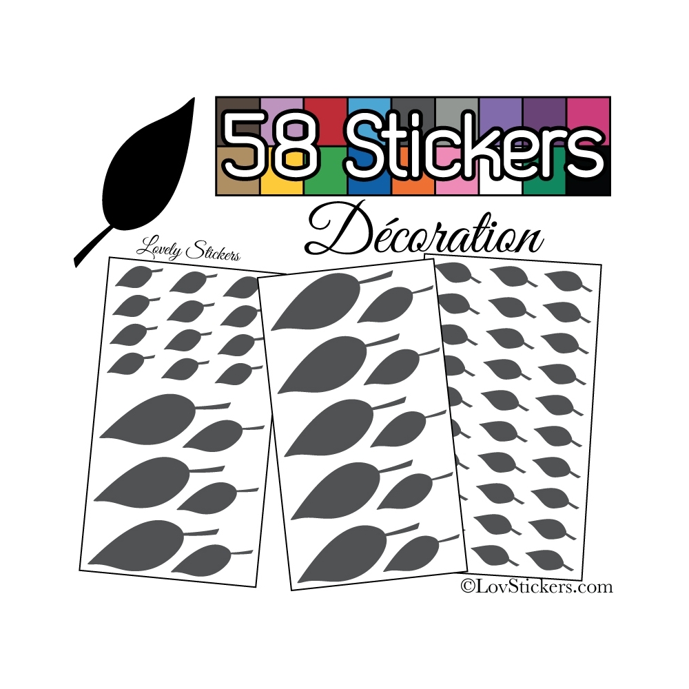 58 Stickers Feuilles arbres pour la decoration