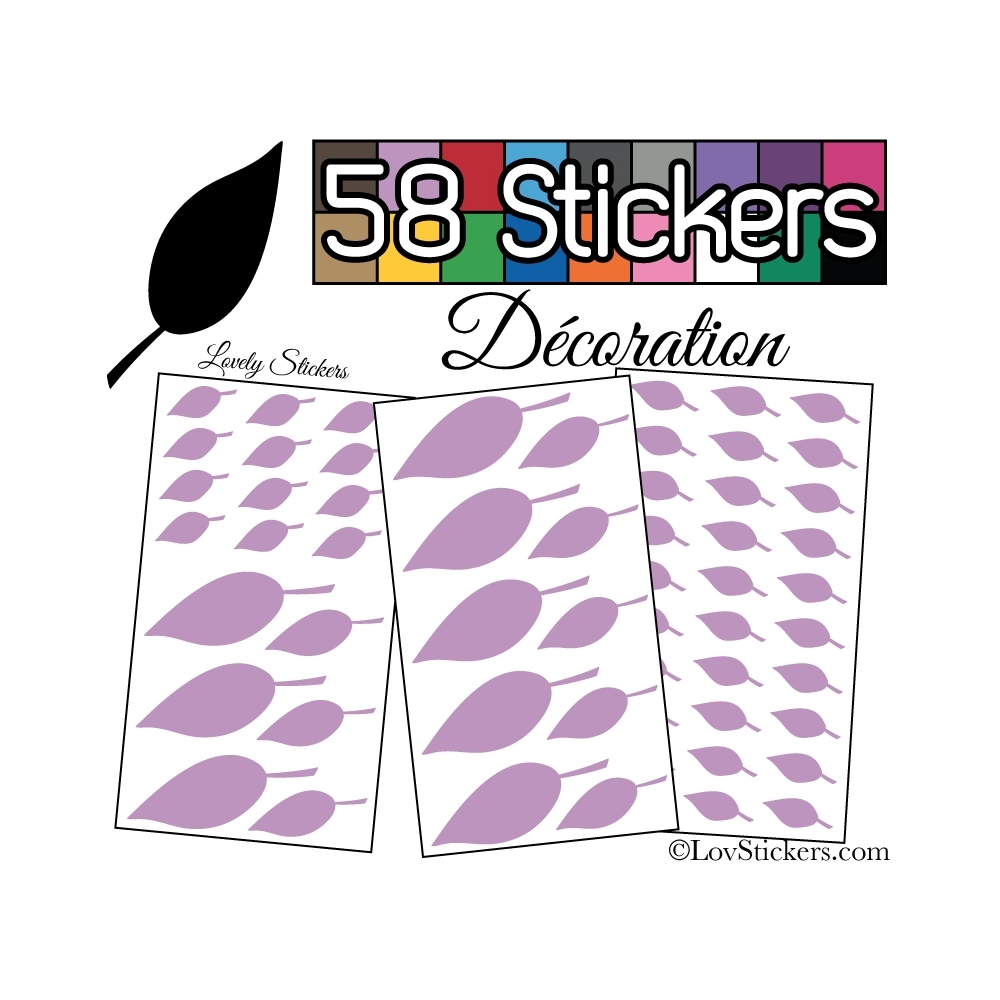 58 Stickers Feuilles arbres pour la decoration