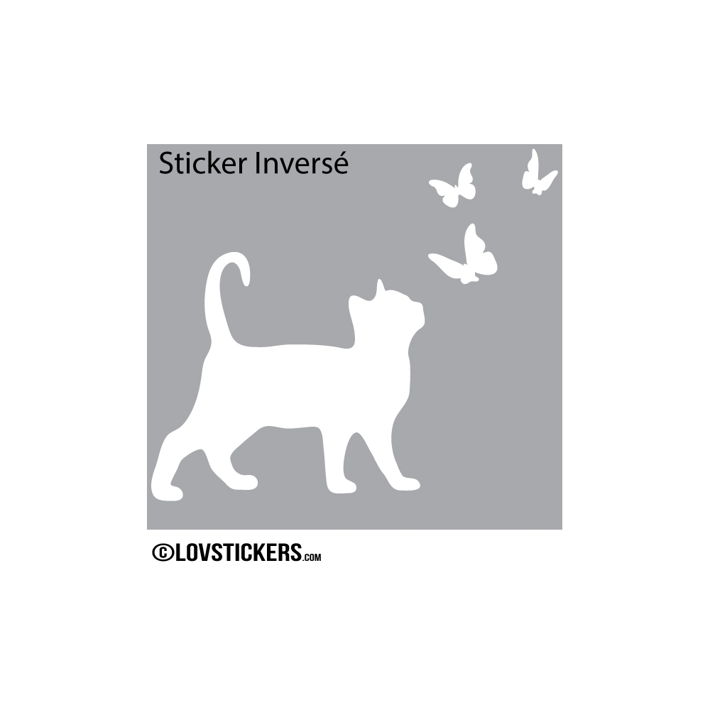 Sticker Chat et Papillons - Décoration intérieur en Vinyle - Nombreux coloris