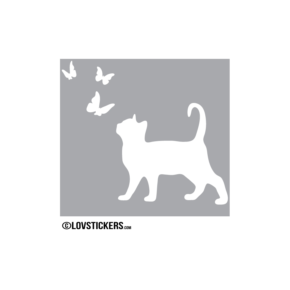 Sticker Chat et Papillons - Décoration intérieur en Vinyle - Nombreux coloris Sticker Chat et Papillons - Décoration intérieur en Vinyle - Nombreux coloris