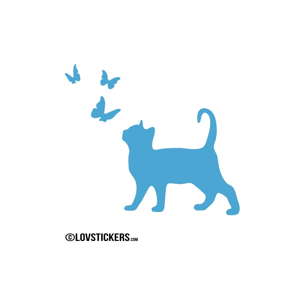 Sticker Chat et Papillons - Décoration intérieur en Vinyle - Nombreux coloris Sticker Chat et Papillons - Décoration intérieur en Vinyle - Nombreux coloris
