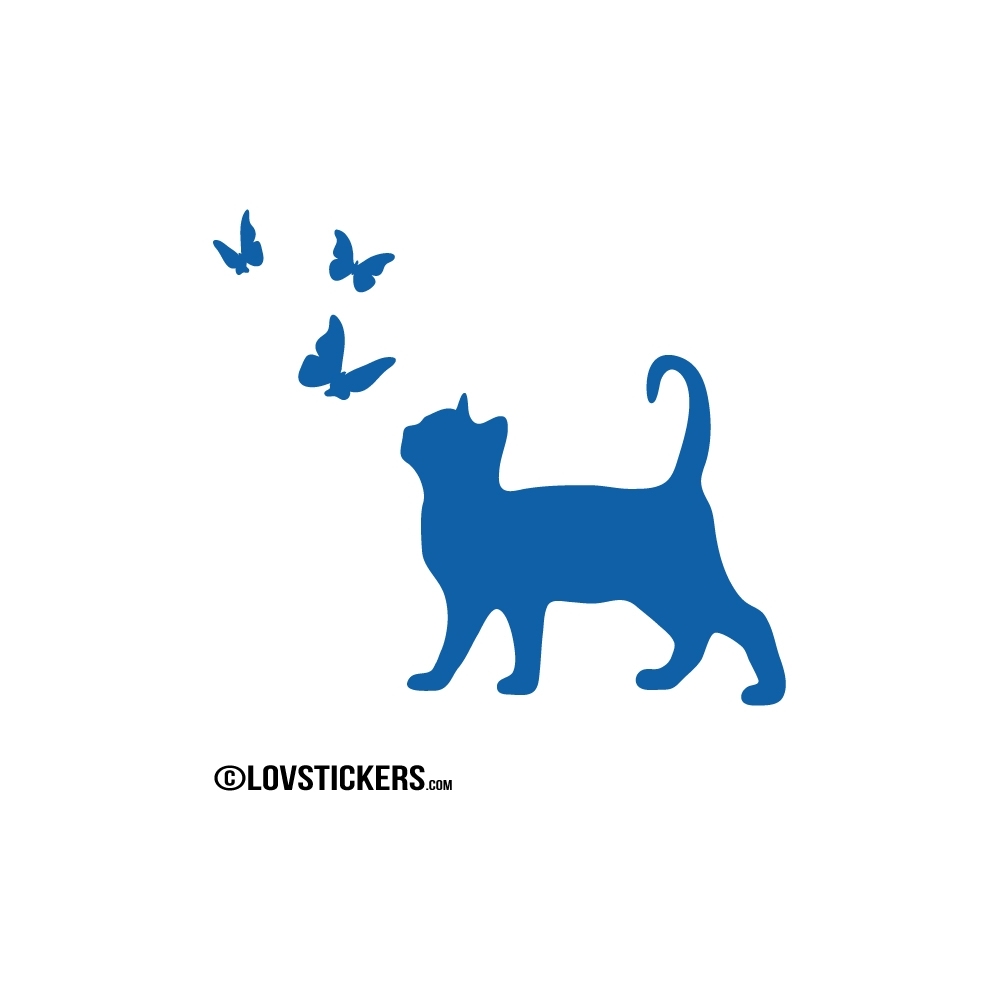 Sticker Chat et Papillons - Décoration intérieur en Vinyle - Nombreux coloris Sticker Chat et Papillons - Décoration intérieur en Vinyle - Nombreux coloris