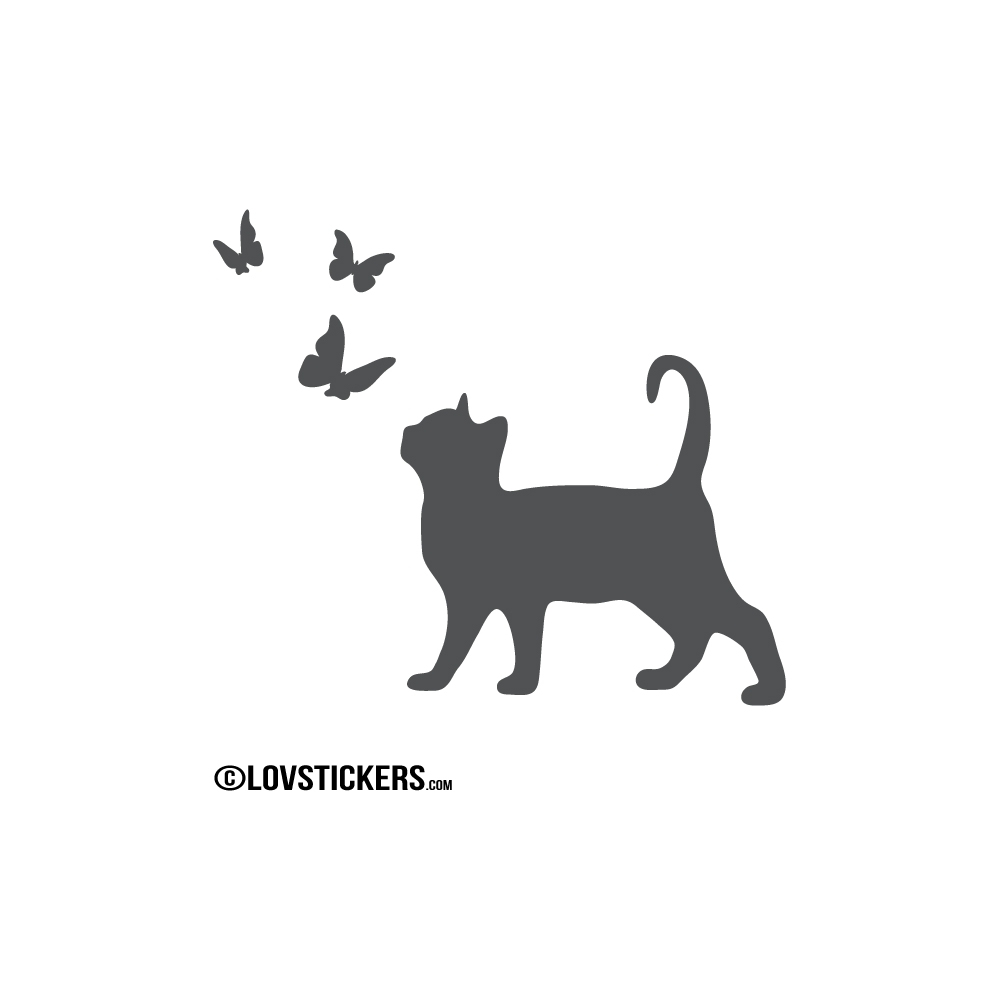 Sticker Chat et Papillons - Décoration intérieur en Vinyle - Nombreux coloris Sticker Chat et Papillons - Décoration intérieur en Vinyle - Nombreux coloris