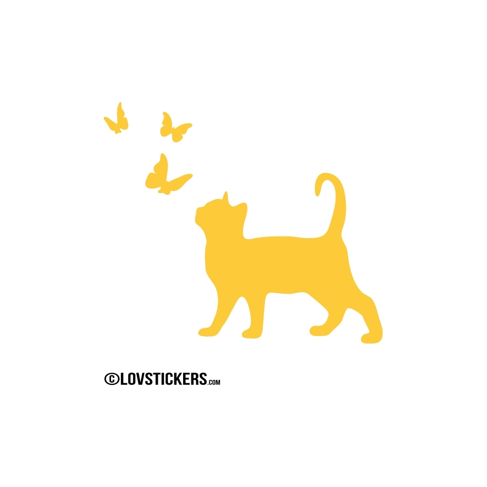 Sticker Chat et Papillons - Décoration intérieur en Vinyle - Nombreux coloris Sticker Chat et Papillons - Décoration intérieur en Vinyle - Nombreux coloris