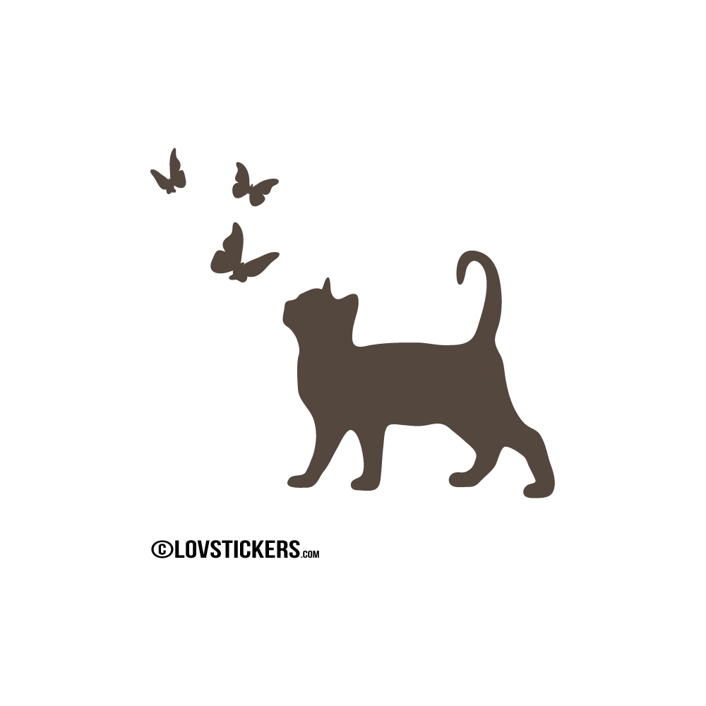 Sticker Chat et Papillons - Décoration intérieur en Vinyle - Nombreux coloris Sticker Chat et Papillons - Décoration intérieur en Vinyle - Nombreux coloris