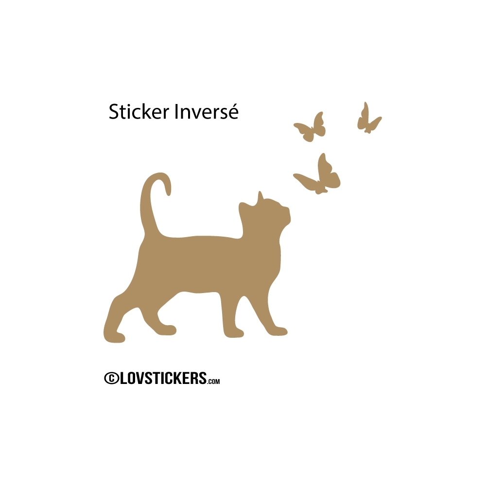 Sticker Chat et Papillons - Décoration intérieur en Vinyle - Nombreux coloris