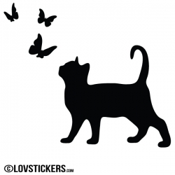 Sticker d'un couple de chat - Autocollant chat Couleur Interieur Noir