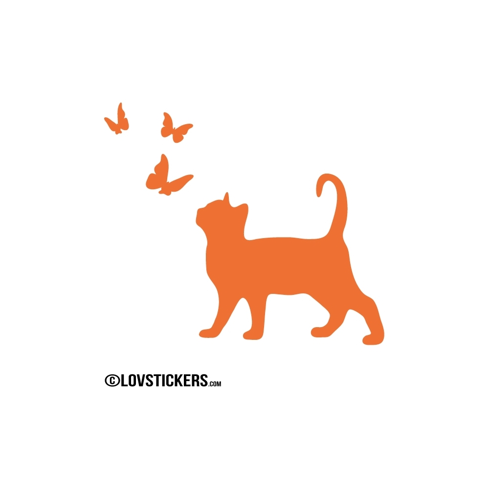 Sticker Chat et Papillons - Décoration intérieur en Vinyle - Nombreux coloris Sticker Chat et Papillons - Décoration intérieur en Vinyle - Nombreux coloris